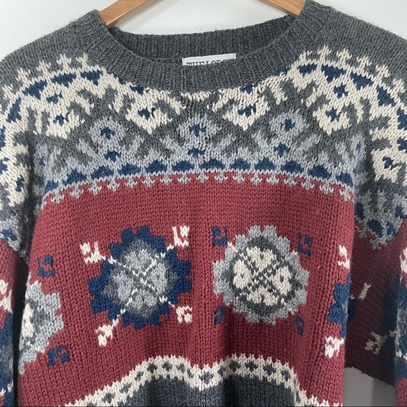 Vintage The Lodge Wool Nordic Snowflake Crewneck Pullover Knit Sweater Men's M - Picture 7 of 10